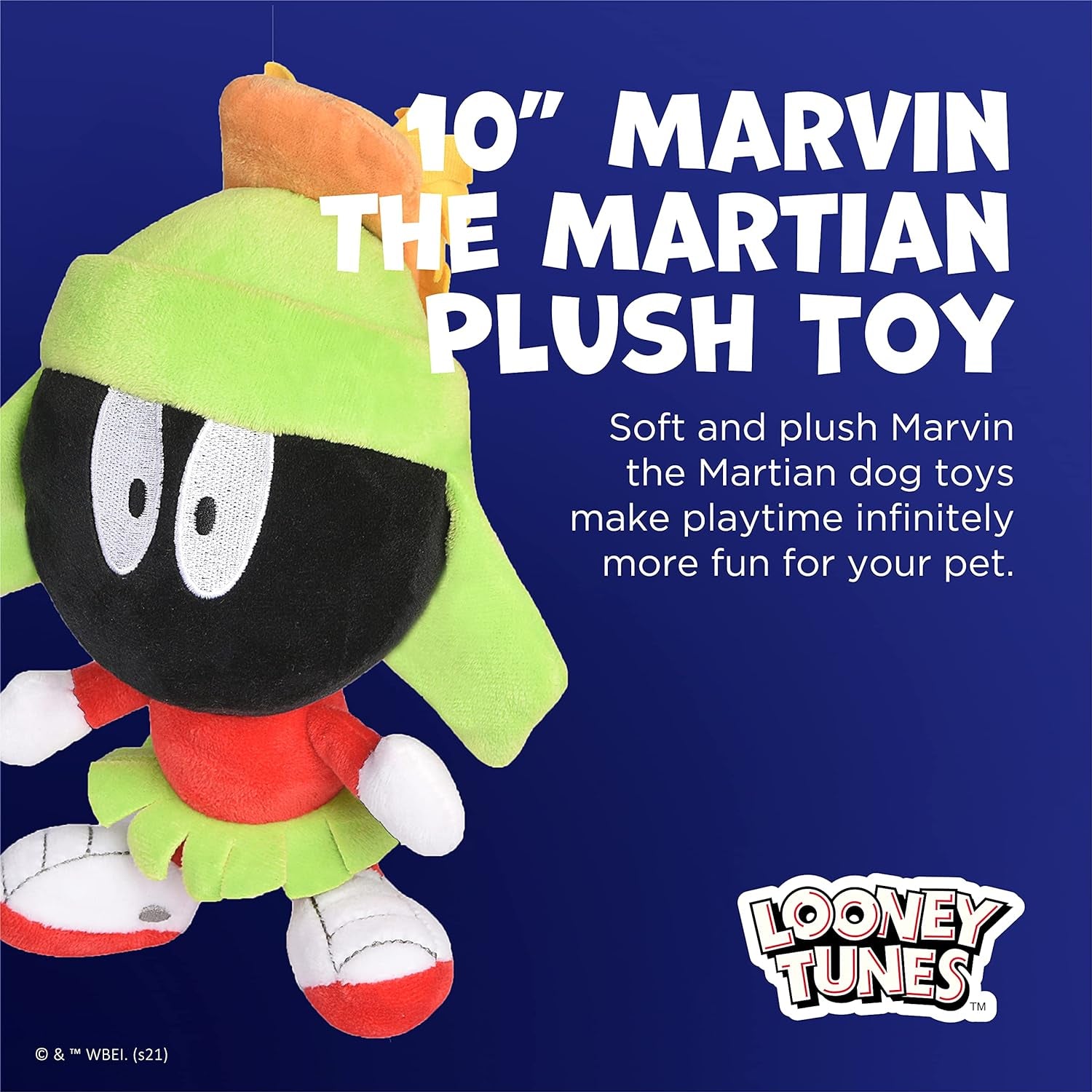 for Pets Marvin the Martian Big Head Plush Dog Toy Stuffed Animal for Dog| Dog Toy for All Dogs | Cute Squeak Toy for Dogs in Green Yellow and Black